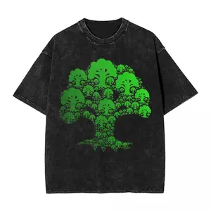 Washed T Shirts Magic The Gathering Green Mana Symbol Novelty T-Shirt Oversize Streetwear Tees Summer Tops for Men Women Tops