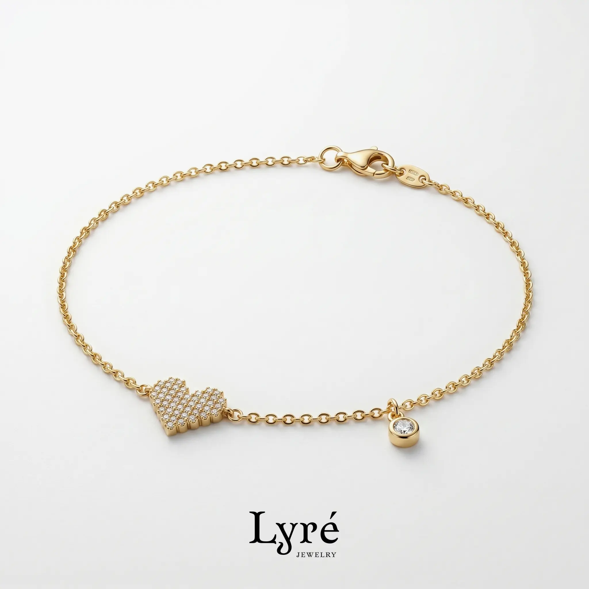 Cora Pavé Heart Charm Anklet | ANK004