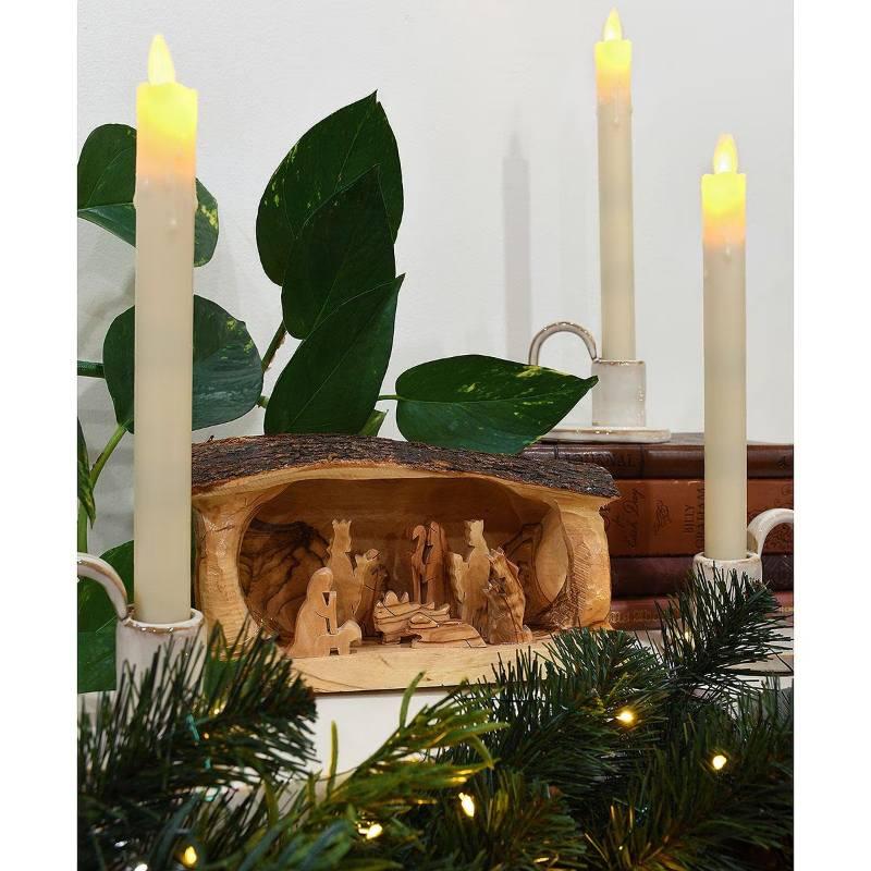 Large Holy Land Olive Wood Nativity - 5" H x 8½" W x 4¼" D Rustic Design with Magi & Shepherds for Display or Gift