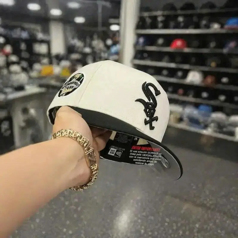 New Era White Sox 9FORTY Adjustable Hat White Crown Black Brim Embroidered Logo Streetwear Cap Gorra De Beisbol Para Hombre Cotton Breathable All Seasons Trendy Fashion