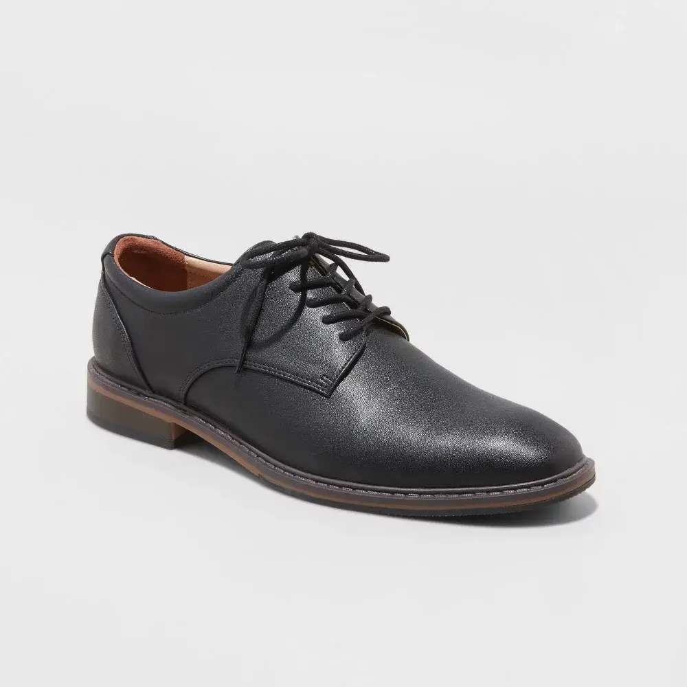 Men's Leo Oxford Dress Shoes - Goodfellow & Co Black 12: Lace Up Cushioned Footbed Flexible Outsole