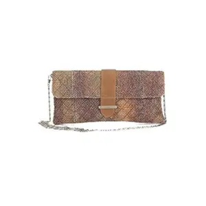 212 MAIN Women's Aryana Chic Claret Tweed Clutch Bag - Chain Strap Evening Handbag with Magnetic Snap, Ideal for Evening Wear