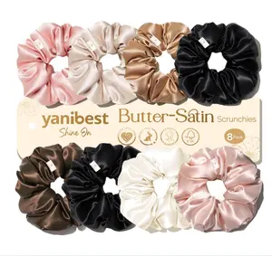 8 Pcs Satin Scrunchies - Silk Scrunchies Ponytail Holders,Soft Satin Hair Ties No Damage,Hair Accessories for Women