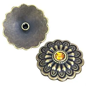 HILASON Antique Brass Berry Concho Topaz Stone Saddle Horse Color | Bridle Conchos Slotted