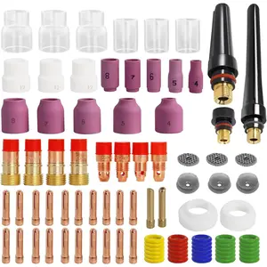 90PCS TIG Welding Torch Accessories Kit, Collets Body Alumina Nozzle Stubby Gas Lens # 10 # 12 Glass Cup, TIG Consumables Kit for WP-17/18/26 TIG Welding Torch by MCCKLE