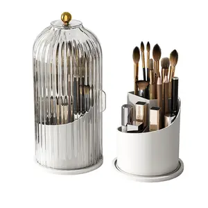 Cosmetic storage box, 360-degree rotatable, with a lid, transparent and moisture-proof, suitable for dressing tables, desktops, and bathroom counters