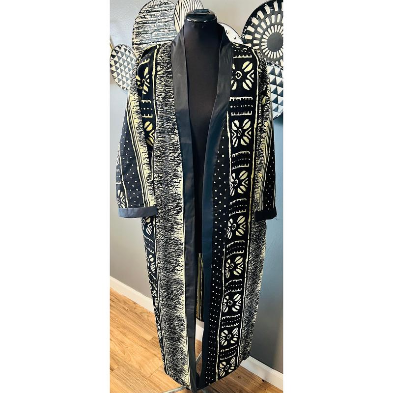 Kimono's/Dusters With Sleeves Fitted Ankara Prints All Seasons Casual Chic Dress Matching Belt Pockets Women's Clothes