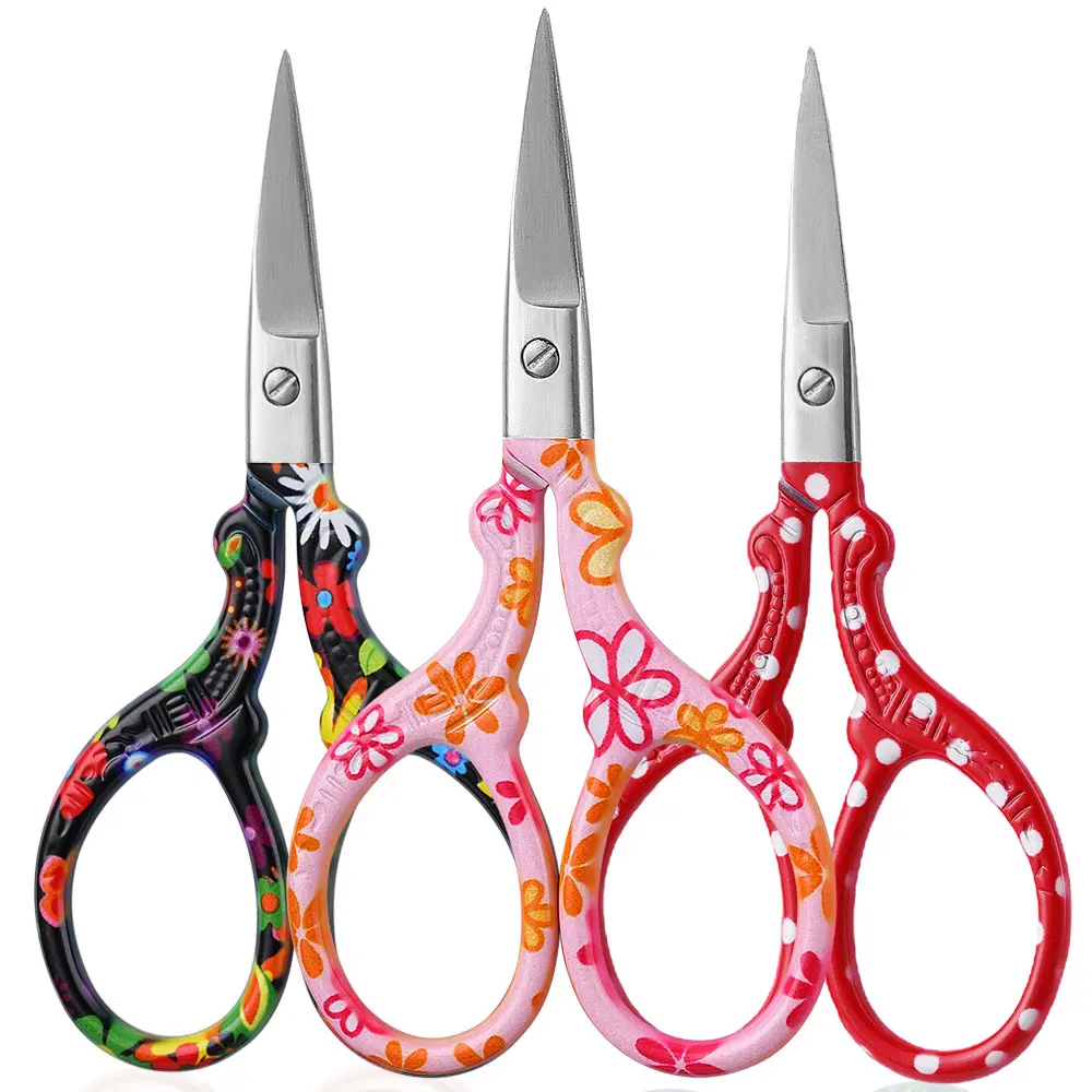 Facial Hair Small Grooming Scissors For Men Women - Eyebrow, Nose Hair, Mustache, Beard, Eyelashes, Ear Trimming Kit -  2PCS Flowers