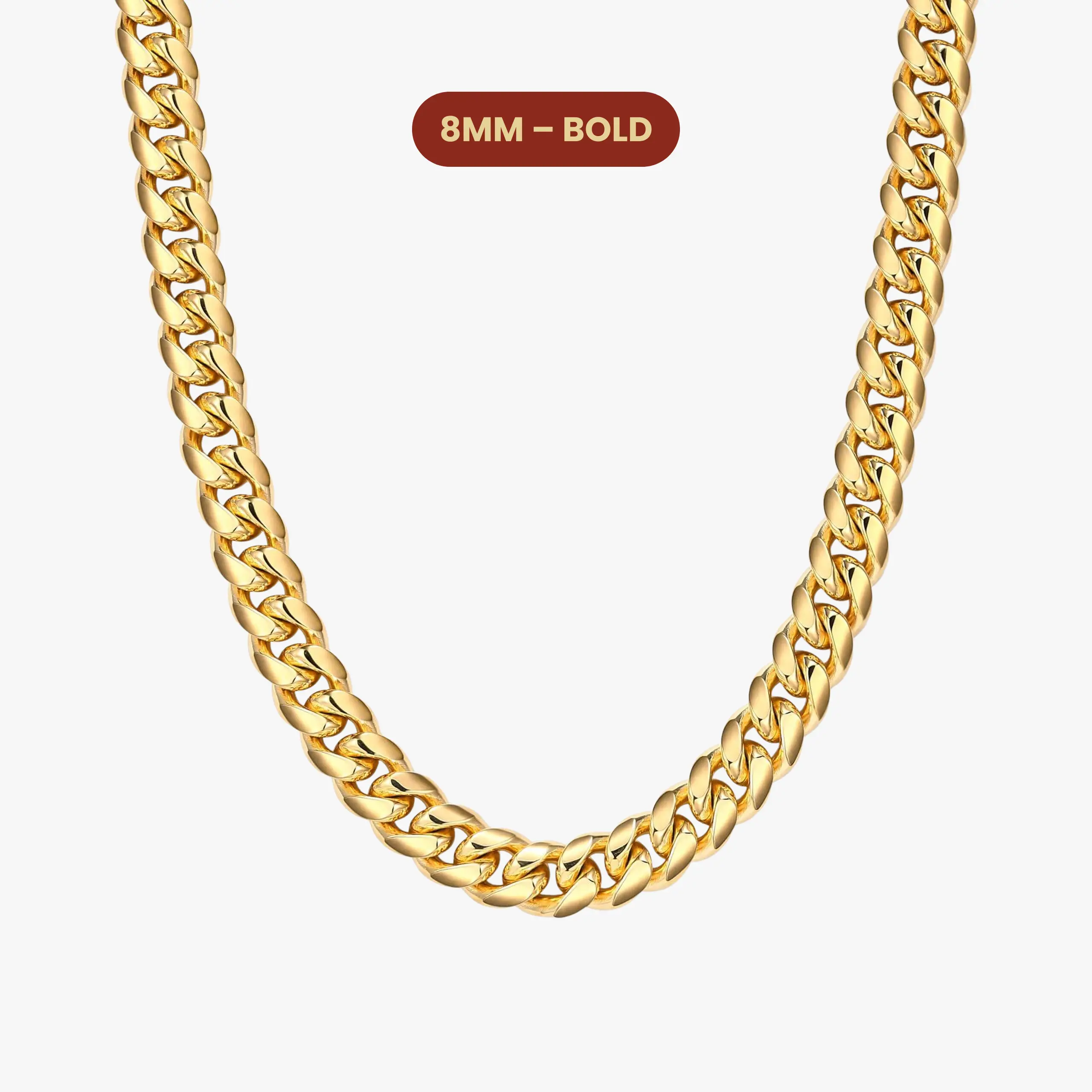 JAXXON Cuban Link Chain 8mm - Gold - Waterproof - Box Clasp JAXXON Cuban Link Chain 8mm - Gold - Waterproof - Box Clasp