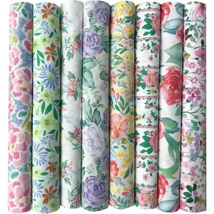 8pcs 18 x 22inches (46x56cm) Floral Cotton Small Flower Pattern Pre-Cut Squares Fat Quarters Bundles for Sewing and Quilting