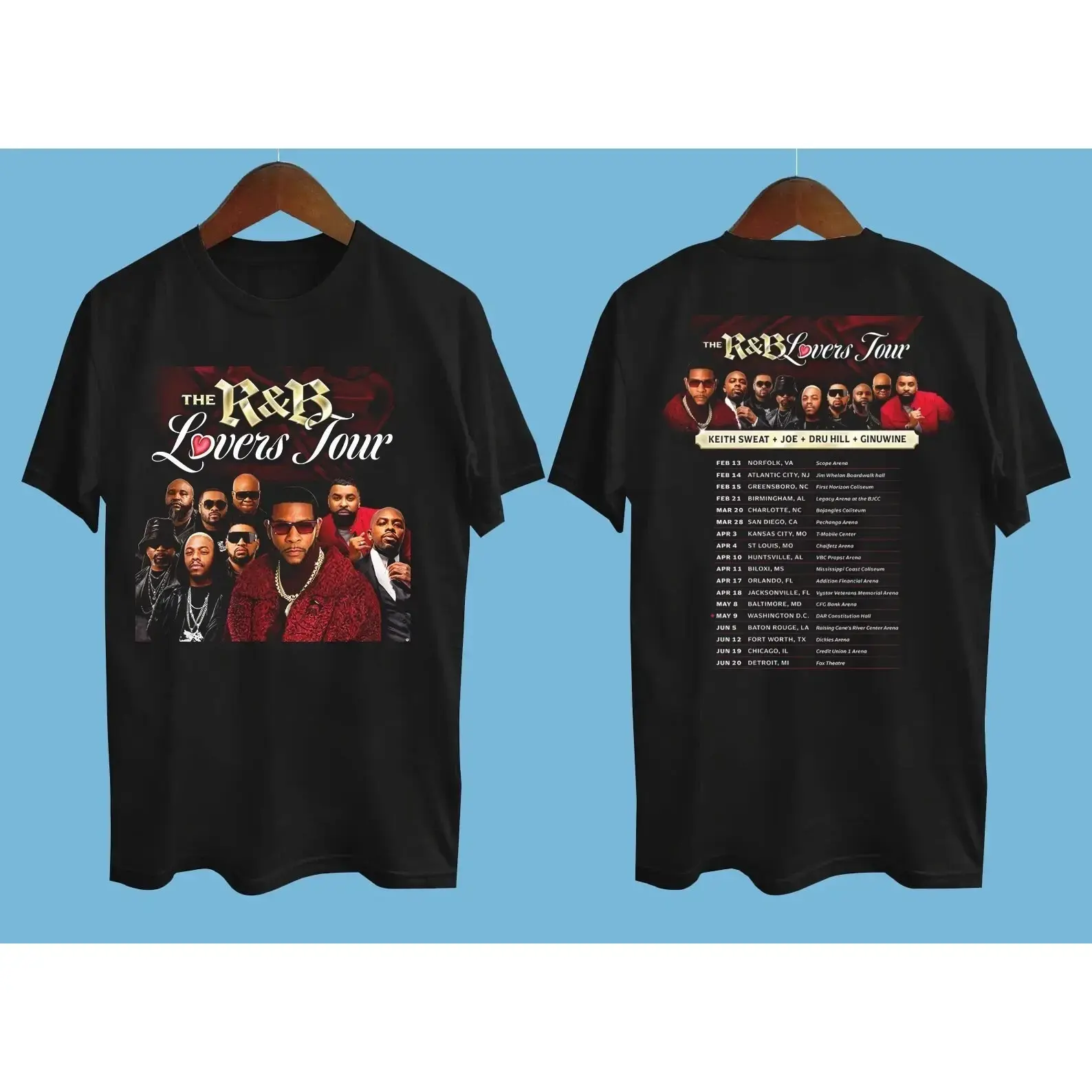 Double Sided 2 Sides Keith Sweat The R&B Lovers Tour 2026 Black Shirt