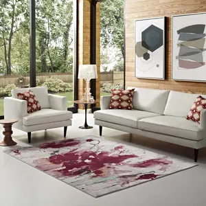 Modway Blume Abstract Floral 4x6 Area Rug in Multicolored