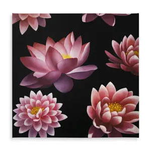 360 Stand 58x58 in. Square Lotus Flower Tablecloth - Asian Floral Theme, Botanical Textile for Kitchen & Household Home Decor Use