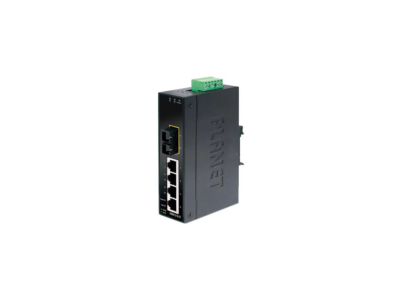Planet ISW-511T 4+1 100FX Port Multi-mode Industrial Ethernet Switch - 2 km (-40 ~ 75 Degrees C Operating Temperature)