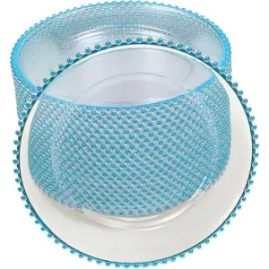 Charger Plates Set of 25, Beaded Design 12.6inch PS Round Table Charger Plates, Dinner Charger Plates Food Display Plate for Banquet, Wedding, Bridal Shower, Birthday Party (Blue)