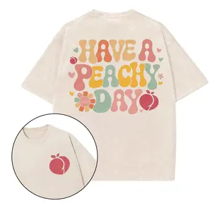 HAVE A PEACHY DAY printed Gym T-Shirt, Gym Shirt, Graphic Gym Shirt, Vintage Washed Tee Conton, Gym Shirt Women, For Men, Ful Size