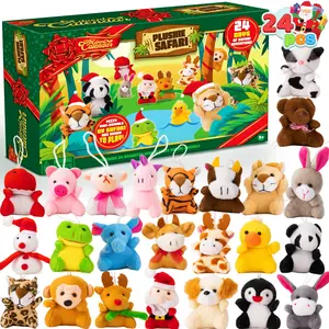 2025 Christmas Advent Calendar with Mini Animal Plush, 24 Days Countdown Advent Calendar with 24 Stuffed Animals, Kids Girls Party Favor, Xmas Gift Classroom Prizes, Christmas Party Favor Gifts Valentine's Day Gifts for Kids