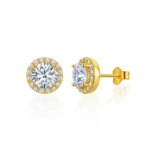 FanciMe S925 Sterling Silver Cubic Zirconia Classic Halo Stud Earrings, Unisex Earrings for Women Men Boys Girls, With Gifting Box