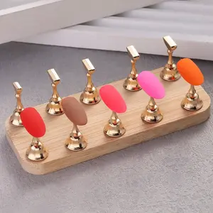 Wooden Magnetic False Nail Holder, and Silver Color, Practice Display Stand, Manicure Beginner Training Tool, DIY Manicure Supplies