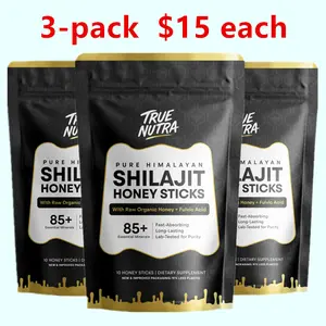 True Nutra Pure Himalayan Shilajit Honey Sticks with Raw Organic Honey Fulvic Acid, Long-Lasting, 85+ Essential Minerals, Lab-Tested for Purity, Fast-Absorbing - 10 Sticks