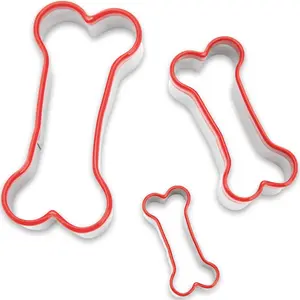 3 Piece Dog Bone Cookie Cutters Set-Dog Treats Cutters, Bone Shapes, 2.4 to 3.9 Soft PVC Coated