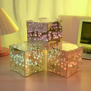 [24-hour shipping] Beautiful Desktop Ornaments DIY Night Light, Tulip Flower Sea Diy Full Set Of Material Package Night Light, Usb Flower Sea Night Light,, Family, Classmates And Friends,  Birthday Gift,Children's Day Gifts