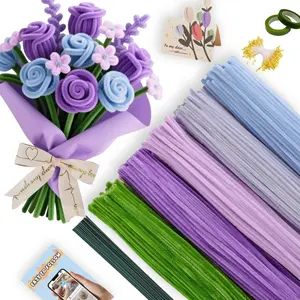833-piece set, including bulk pipe cleaners, flower sticks, flower stems, tape, and greeting cards - upgraded DIY craft kit, suitable for Valentine's Day, Mother's Day, Christmas, graduation, and holiday gifts. Pipe cleaner flower kit Bouquet set