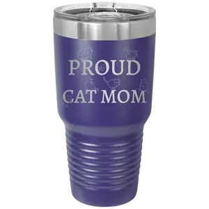 Proud Cat Mom 30 oz Tumbler | Purple