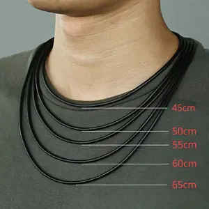 45-65cm Necklace Cord For Women Men Black Leather Cord Wax Rope Lace Chain Stainless Steel Buckle For DIY Necklace Jewelry Making