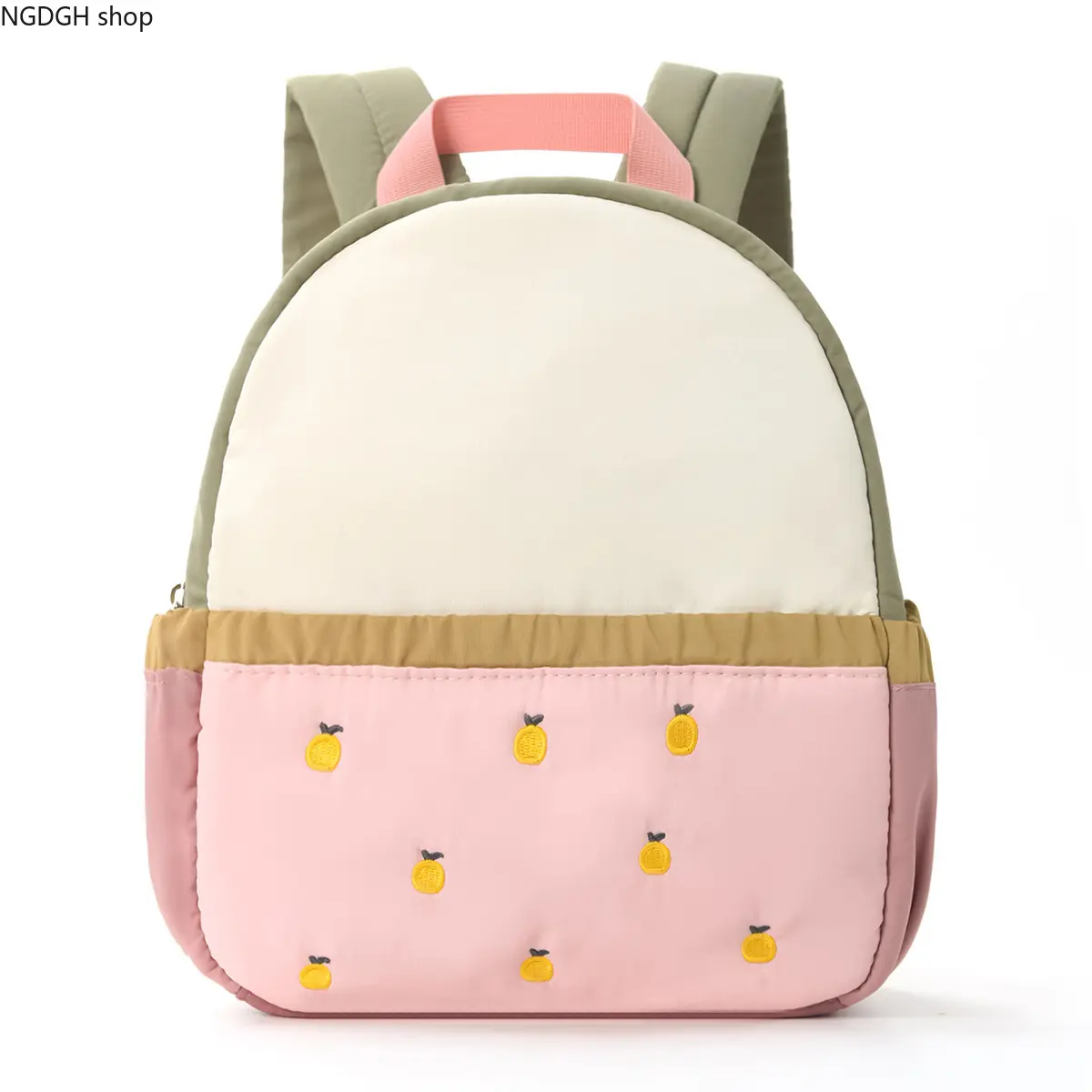 Toddler Backpack with Lemon Embroidery, Soft Lightweight Pastel Color Block Kids Bag with Adjustable Straps for Preschool and Daycare Use, Toddler Bag, Kids Backpack, Backpacks For School