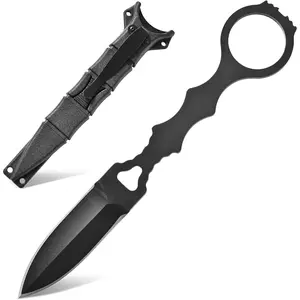 GTK397 Cool Fixed Knife D2 Steel Blade Stainless Steel Handle EDC Tool Knifes for Outdoor Camping Adventure Survival(B)