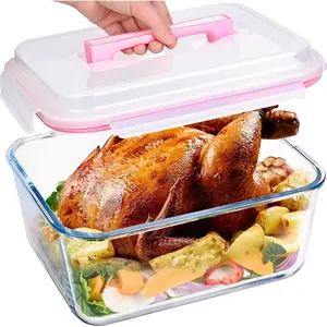 Glass Bread Box Airtight Bread Container, 190oz / 24Cup Large Glass Storage Containers with Lids, Ideal Airtight  Storage Containers, Roasting Turkey/Chicken/Cookie, Oven&Dishwasher Safe