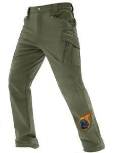 MAGCOMSEN Men's Winter Work Pants Fleece Lined Tactical Snow Ski Pant Waterproof Insulated Cargo Hiking Trousers 9 Pocket