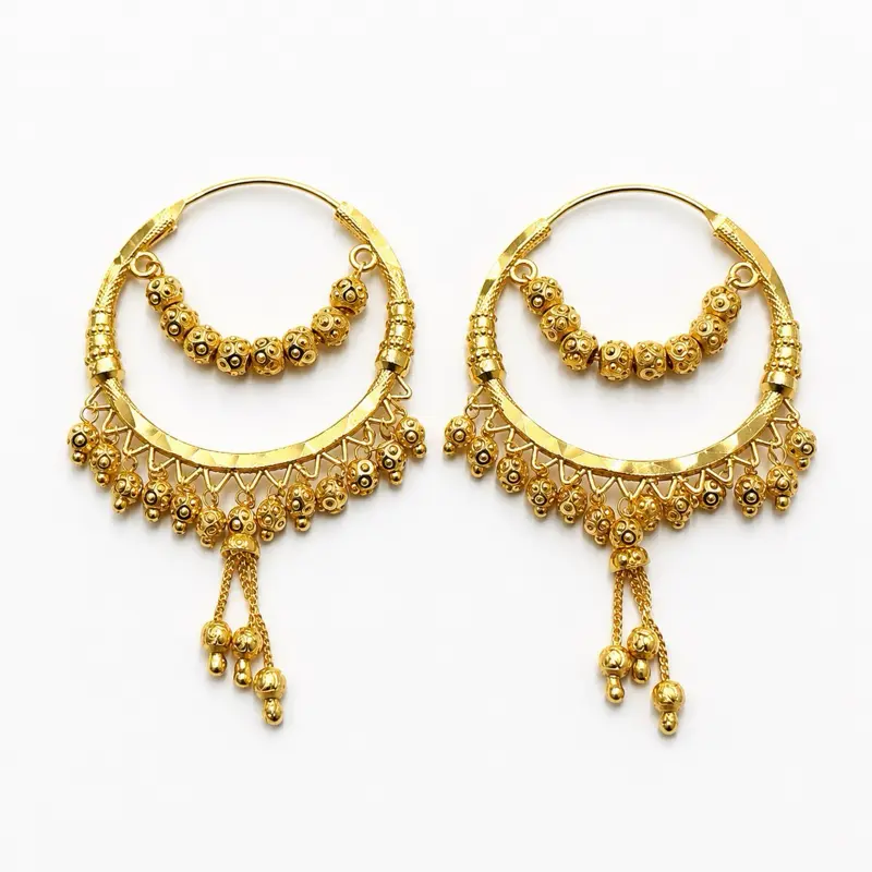 Punjabi Gold Toned Bali Jhumkas | Traditional Indian Earrings | Bridal Wedding Jewelry | Gold Toned Cultural Accessories