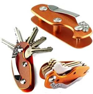 TIKA Compact Aluminum Key Holder Clip, Keychain Organizer and Keyring Folder for Everyday Carry Orange 1-Pack