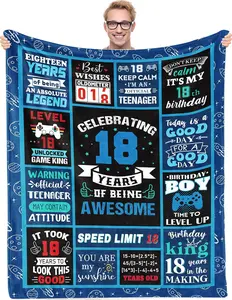 18 Year Old Boy Gifts Birthday Gifts for 18 Year Old Boys, Kids Blanket 60 x 50 Inches Warm Flannel Throw Blankets for Boys 18 Year Old Boy Birthday Gifts Ideas, for 18th Birthday Boy