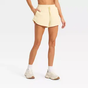 Women's Active Comfort French Terry High-Rise Shorts 3" - All In Motion Light Yellow XXL