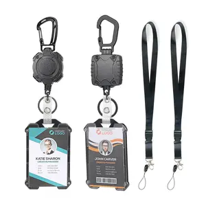 Retractable Badge Holder Set, 2 Counts Badge Holder with 2 Counts Lanyard, ID Card Holder, Keychain, Office Stationery & Supplies