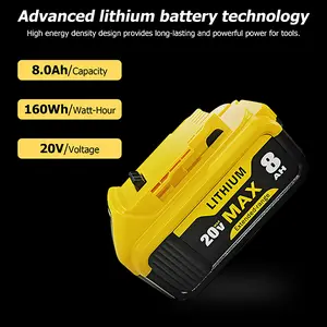 8000mAh spare battery replacement 20V Max battery Lithium ion battery suitable for replacing lithium-ion power supply Cordless drill battery Outdoor power tool battery accessories Rechargeable wireless power tool battery pack
