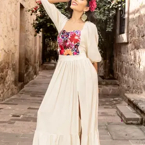 Formal Maxi Dress. Floral Embroidered Dress. Latina Fashion Dress. Mexican Style Dress. Mexican Formal Dress. Bridesmaid Dress. Plus Size.