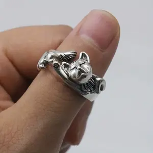 Cute Cat Design Silver Color Ring, Adjustable Open Band, Perfect for Parties and Daily Wear, Ideal Gift for Loved Ones