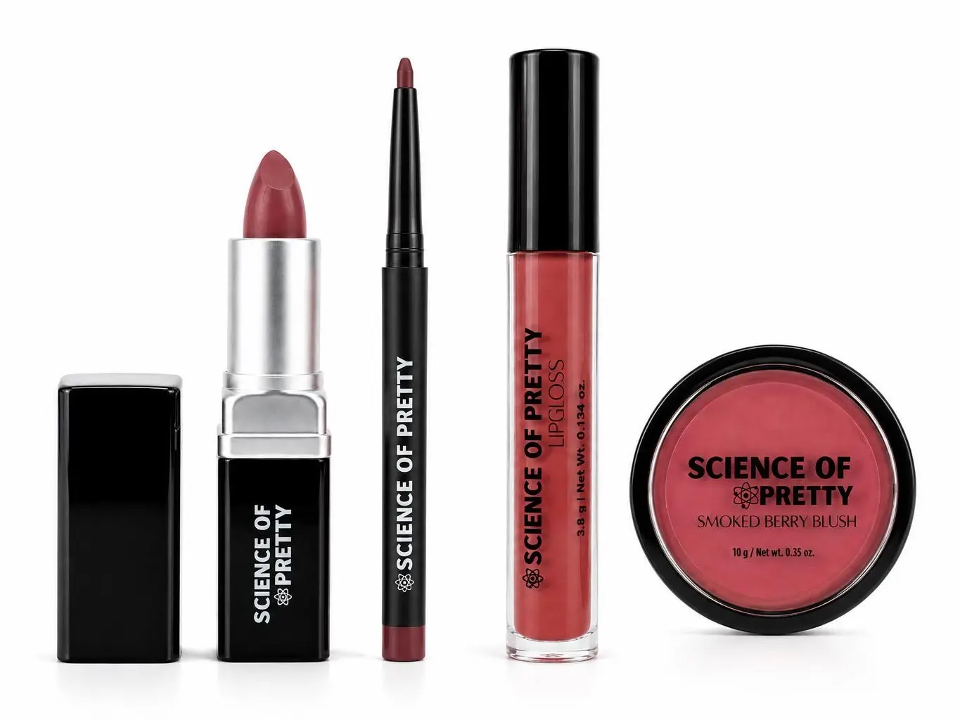 Smoked Berry Bundle | Includes Lipstick, Gloss, Lipliner and Blush | Science of Pretty