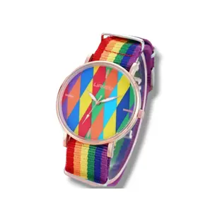 Rainbow Time Watch - Adjustable Knit Band 9.5-10" - Vivid Colorful Design - Perfect for Special Moments