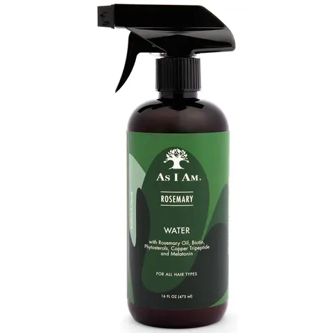 AS I AM Natural Rosemary Hair Water Spray - 16 fl oz Leave-In Strengthening Scalp Care Treatment, Sub-Micron Formula, Biotin + Saw Palmetto + Peppermint, Anti Hair Fall Active Spray, Density Booster, Moisture Support