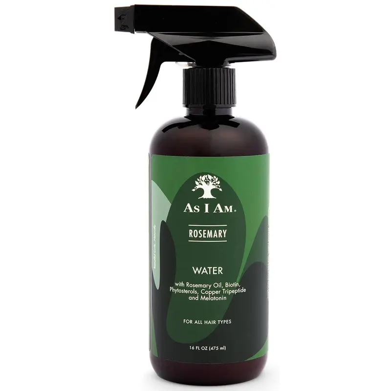 AS I AM Natural Rosemary Hair Water Spray - 16 fl oz Leave-In Strengthening Scalp Care Treatment, Sub-Micron Formula, Biotin + Saw Palmetto + Peppermint, Anti Hair Fall Active Spray, Density Booster, Moisture Support