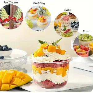 50pcs, Disposable Plastic Bowl Takeaway Packing Box, Crystal Clear Ice Cream Cups Without Lids, Perfect for Desserts, Cakes, Ice Cream, and Cupcakes! Party Supplies