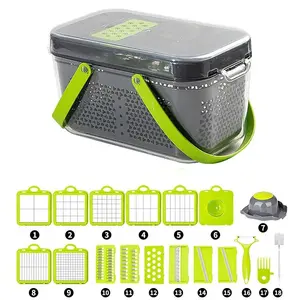 Handheld Multi-Functional Vegetable Cutter, 18-In-1 Kitchen Tool, Slicer, Dicer, Grater, Perfect for Chopping, Slicing, and Grating