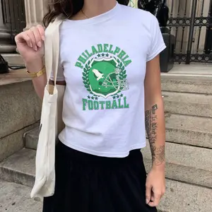 Women's Philadelphia Football Baby Tee, Cute Eagles shirt for Women, Girls Aesthetic Eagles Top, Trendy Vintage Eagles Apparel