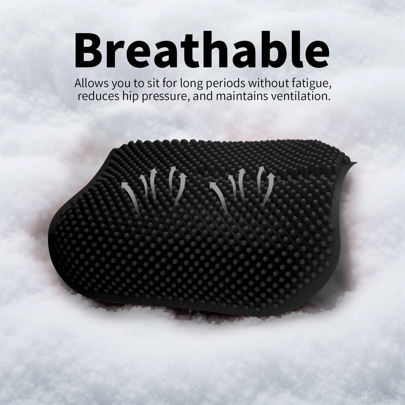 Black Universal Fit Car Seat Cushion - 3D Height-Raising Silicone Cushion, Breathable, Highly Elastic, Anti-Slip for Truck Drivers on Long Drives