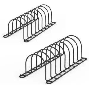 Pan Organizer Rack for Cabinet, Pot Lid Holder & Baking Sheet Organizer, Plate and Cutting Board Rack for Kitchen Countertop or Cabinet (2 Pack, Black)